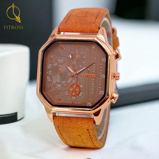 Fitros Square Strap Gents Watch brown(without Box)